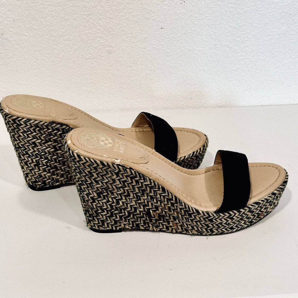 Vince Camuto Ebba Slip On High Wedge Platform Heels Black MultiColor Size 9.5 B